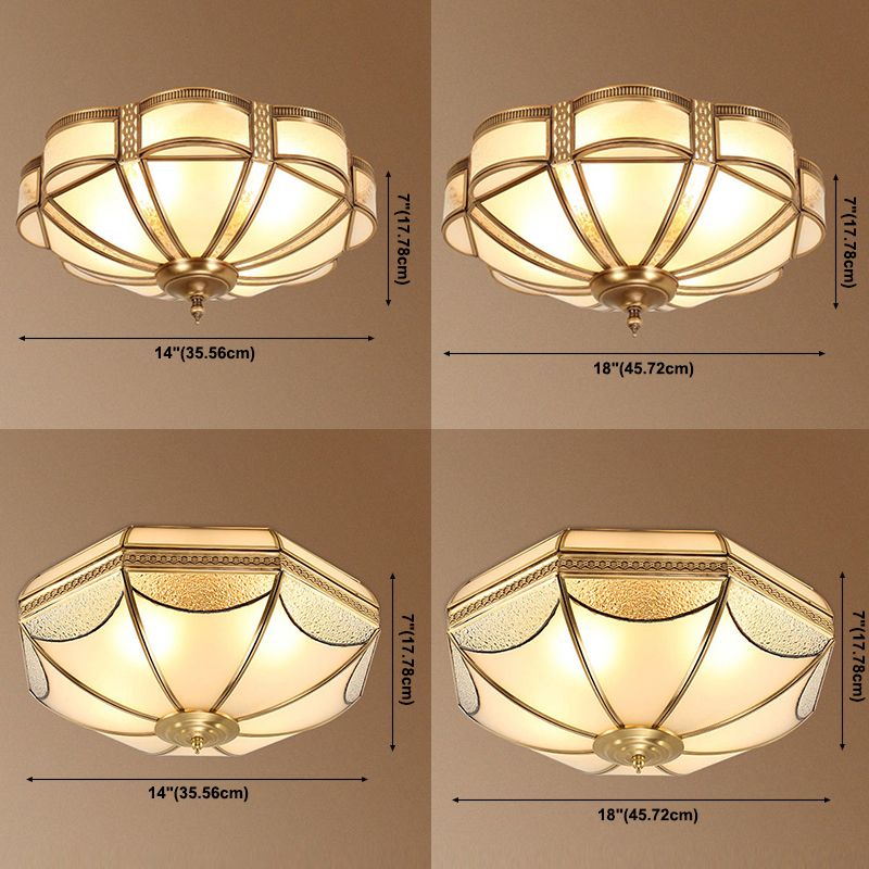 Bronze Ceiling Mount Light Fixtures Colonial Ceiling Flush Mount Lights with Glass Shade