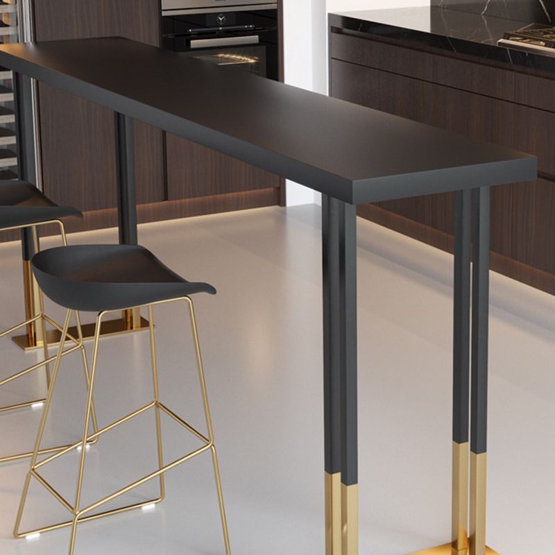 Glam Bar Height Table Solid Wood Top Bistro Bar Table with Double Pedestal Base