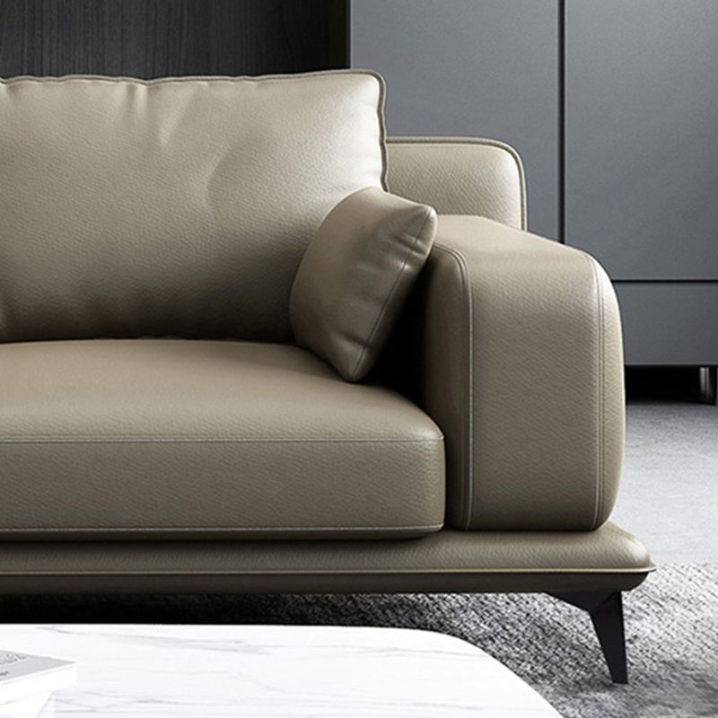 Stationary Faux Leather Living Room Flared Arm Pillows Nordic Seating