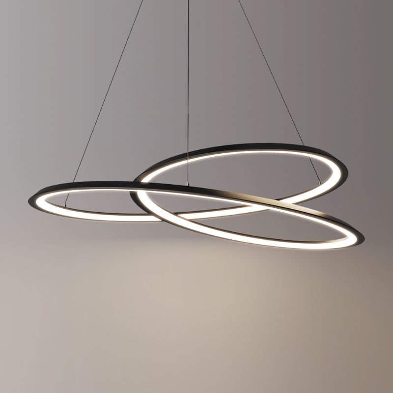 Twisting Shape Metal Chandelier Light Modern 1- Light Chandelier Lighting Fixture in Black