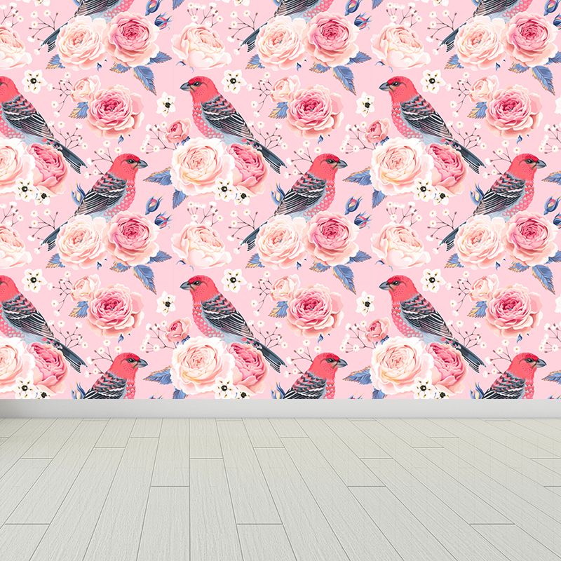 Revêtement Mural de roses entières, fleurs de salon, Art Mural de couleur douce pour la décoration