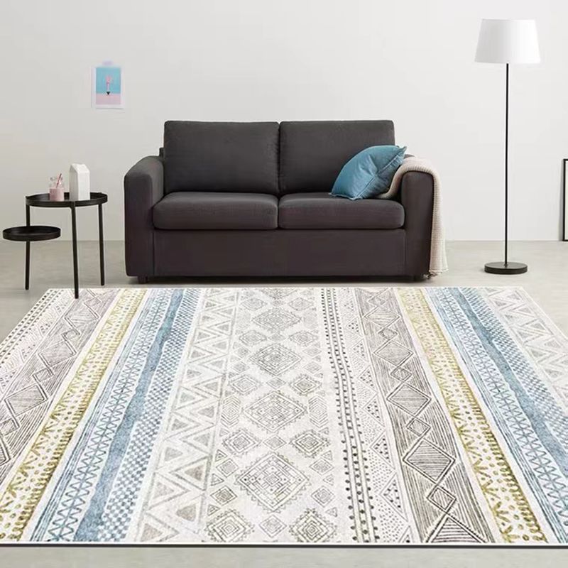 Bohemian Geometric Print Rug Polyester Indoor Carpet Non-Slip Backing Area Rug for Living Room