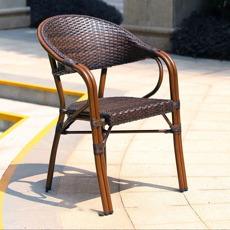 Tropical Rattan Dining Armchair with Arm Patio Dining Armchair
