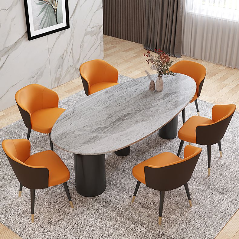 Mesa de comedor de piedra sinterizada de lujo con 3 patas para restaurante