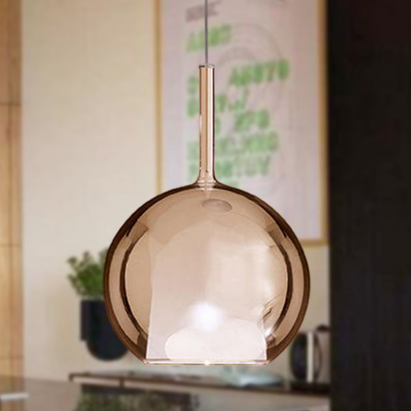 Globe Pendelleuchte Leuchte zeitgenössische Cognac -Glas 1 Leichtes Esszimmer Hanges Licht, 6 "/8"/10 "breit