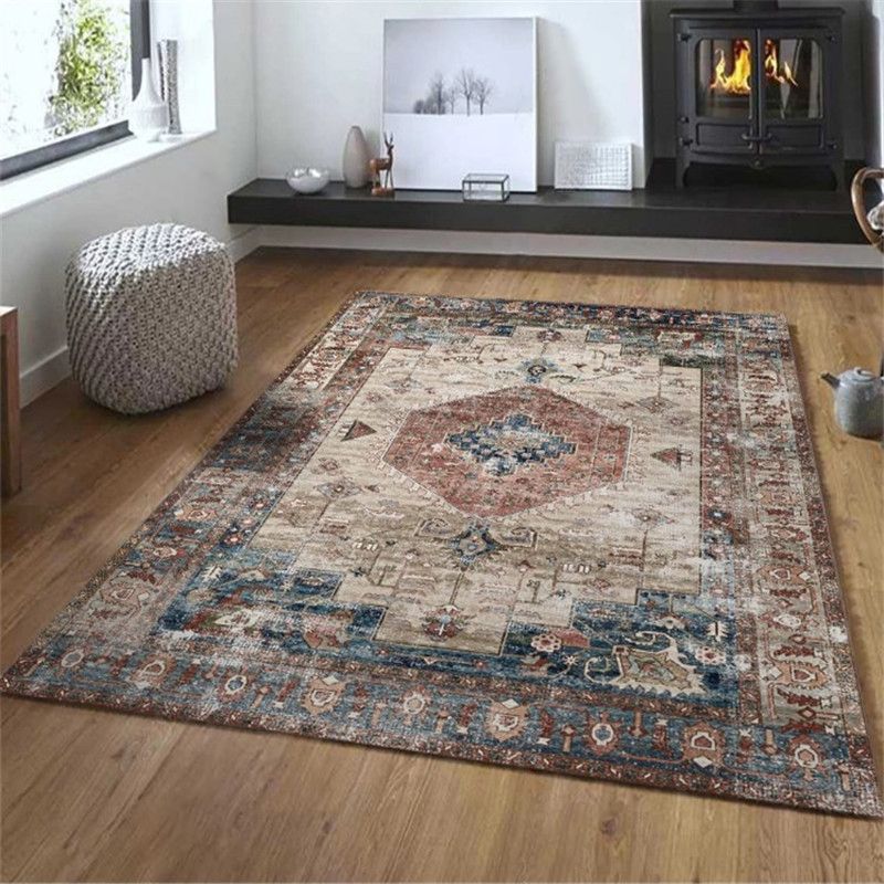 Exotic Geometric Patterned Rug Multicolored Moroccan Rug Polypropylene Stain Resistant Non-Slip Backing Machine Washable Carpet for Room