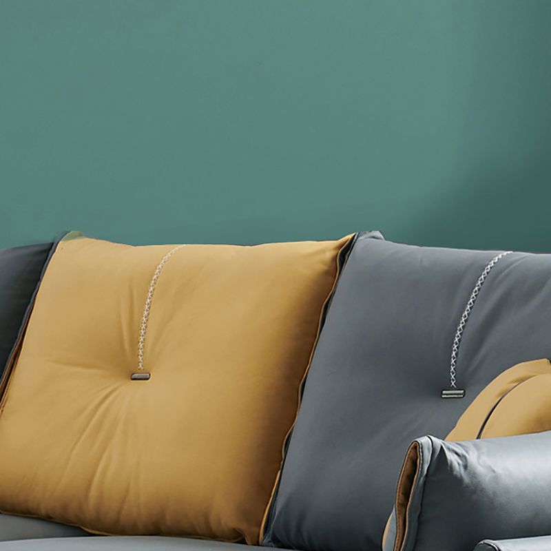 35" High Modern Faux Leather Flared Arm Standard Sofa with Cushions Stain Resistant