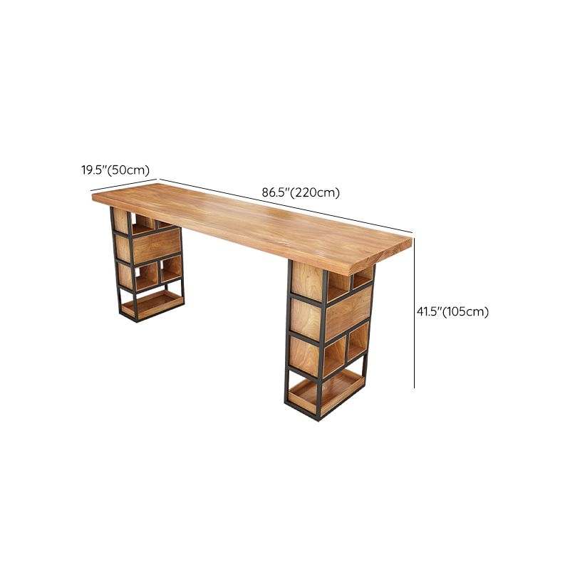 Modern Wood Bar Table Tulip Dining Table with Storage Shelves