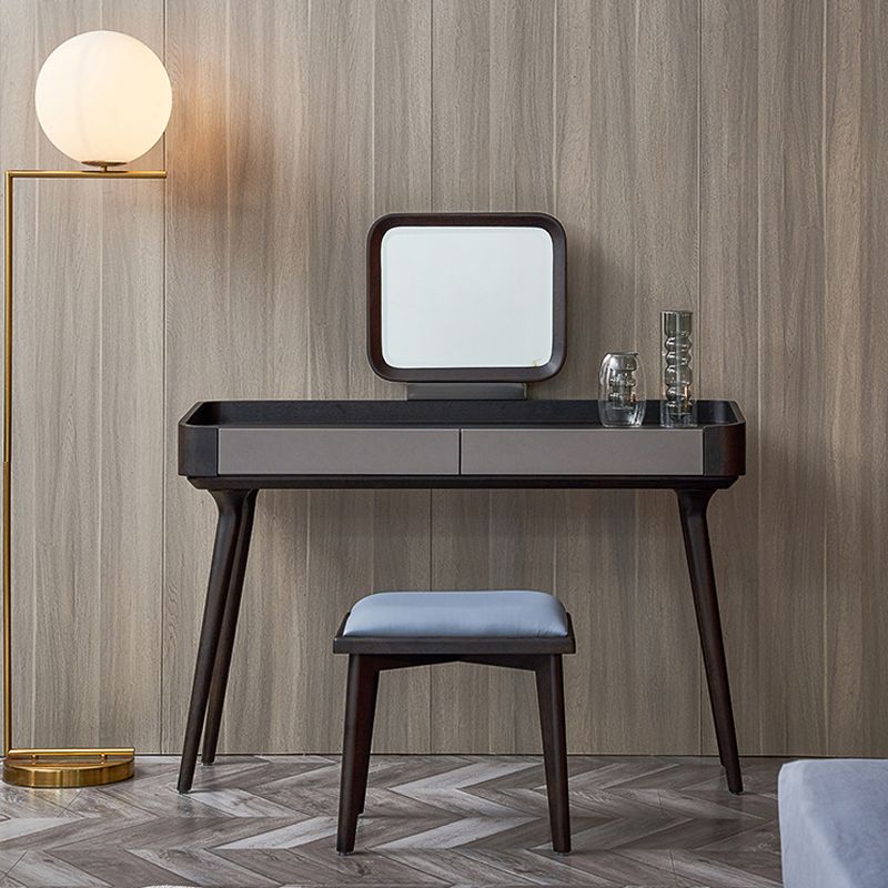 Contemporary Solid Wood Make-up Vanity With Drawers and Stool for Bedroom