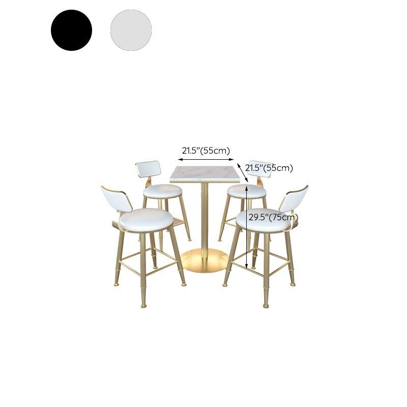 Glam Faux Marble Pub Table Cocktail Bar Table with Metal Pedestal