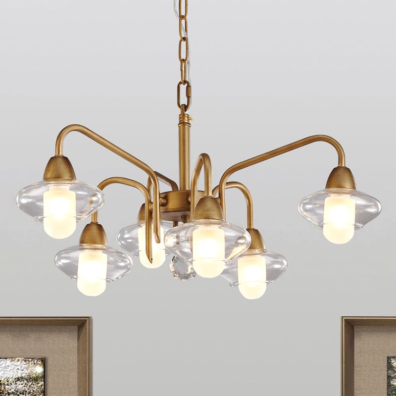 Lustre en verre givré elliptique lustre moderne 6-Light Room Pendant Lighting