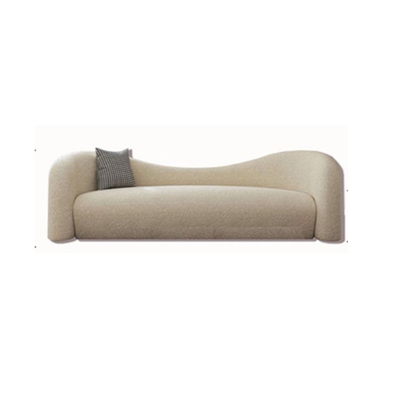 Scandinavian Settee Fabric Living Room Tuxedo Arm Curved White Seating