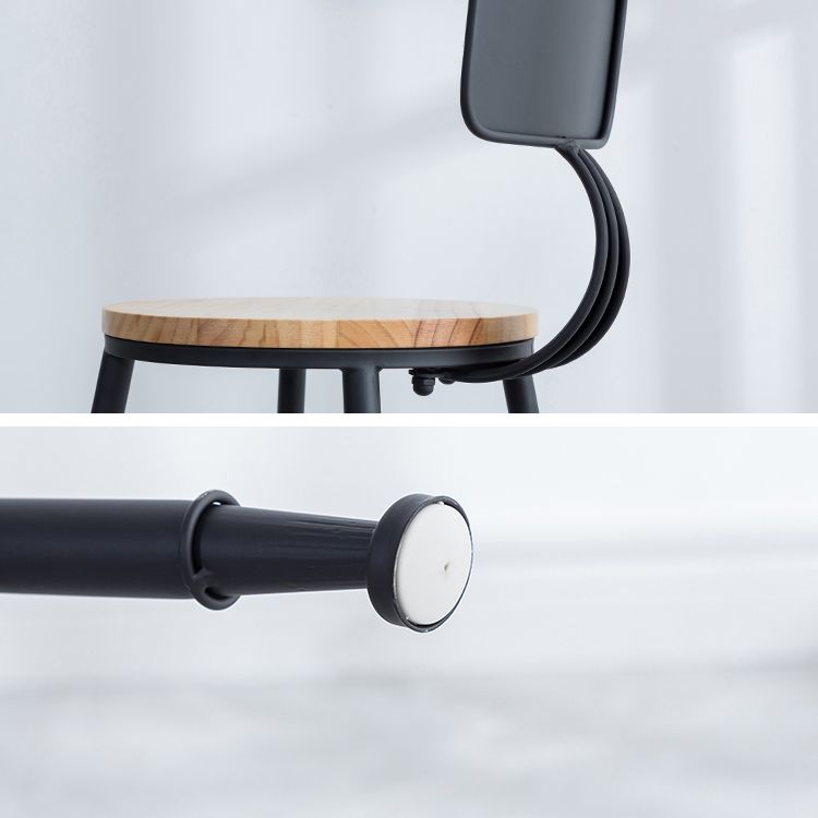 Industrial Round Counter Chair Wood and Metal Bar and Counter Stool with Footrest