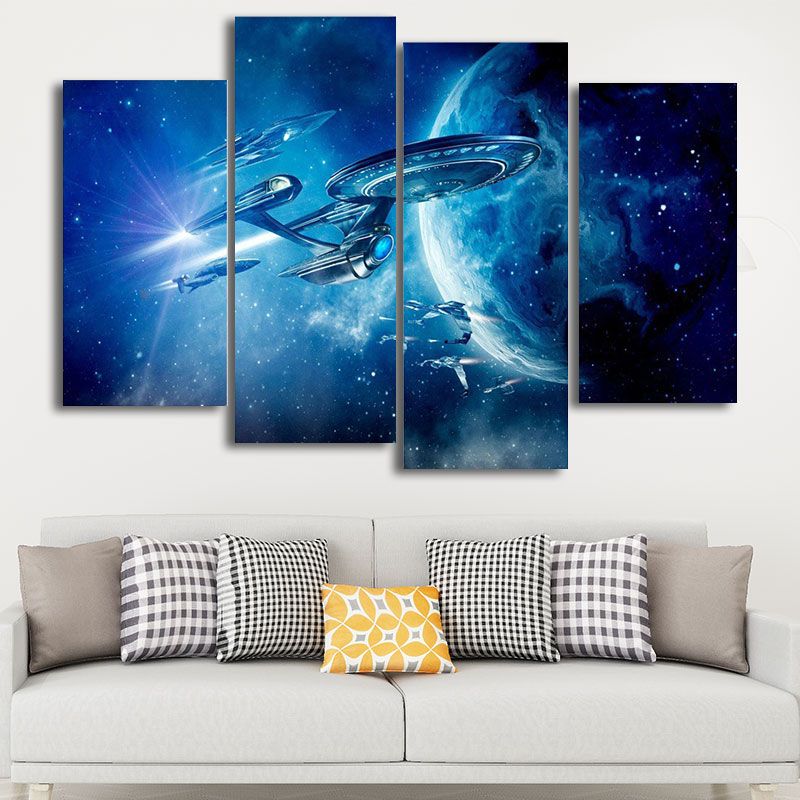 Children's Art Planet Scenery Art Canvas Textured Light Color Wall Decor for Kitchen