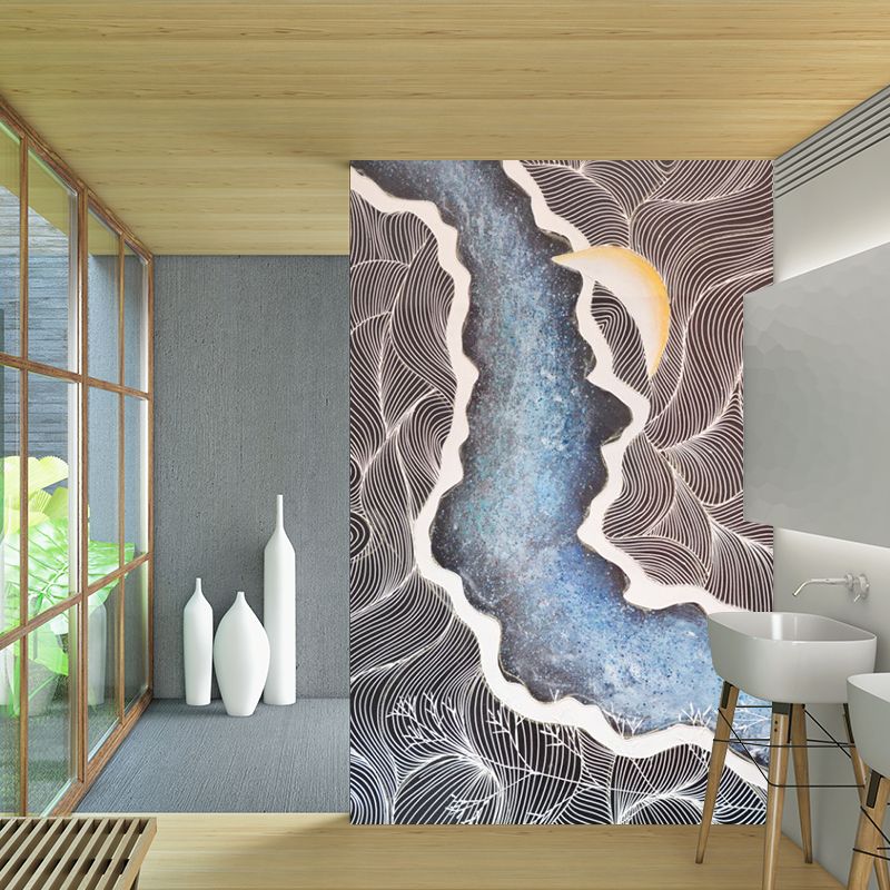 Artistic Flow Painting Murals for Living Room Personalized Wall Covering in Brown