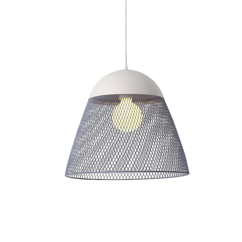 1 Bulb Wire Mesh Pendant Lamp with Dome Shade Metallic Nordic Living Room Suspended Light in Blue/Green/Orange
