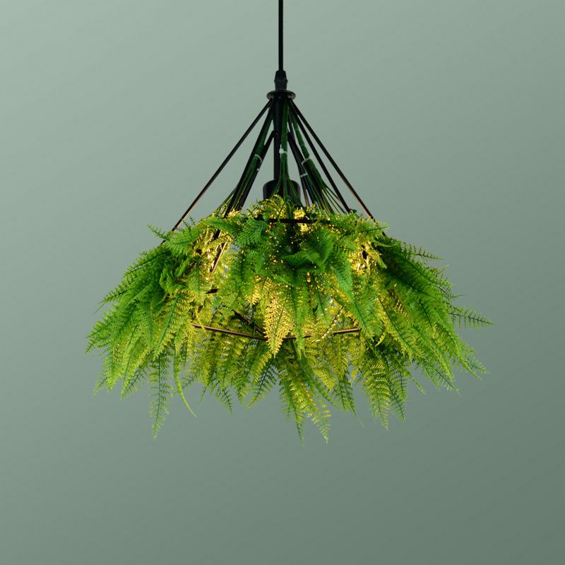 Diamantkooi met één bulpkooi hangende lichtkit industriële ijzeren plafond hanger met decoratieve plant