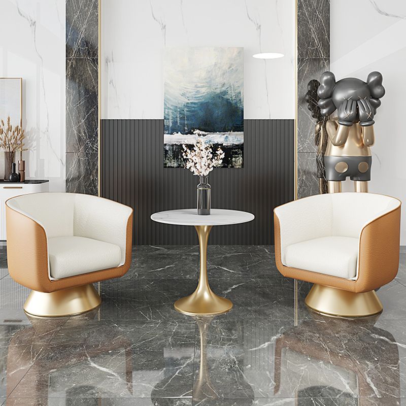 25.59" Wide Barrel Chair Faux Leather Arms Included Chair for Living Room