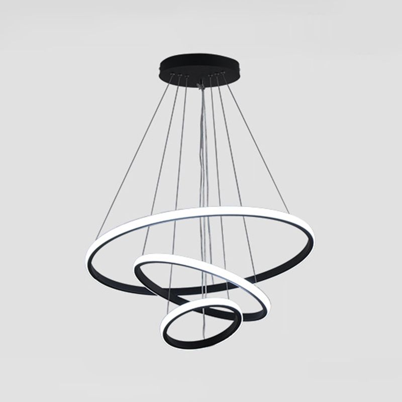 Luces colgantes de metal de estilo colgante de múltiples capas de 3 luces en negro
