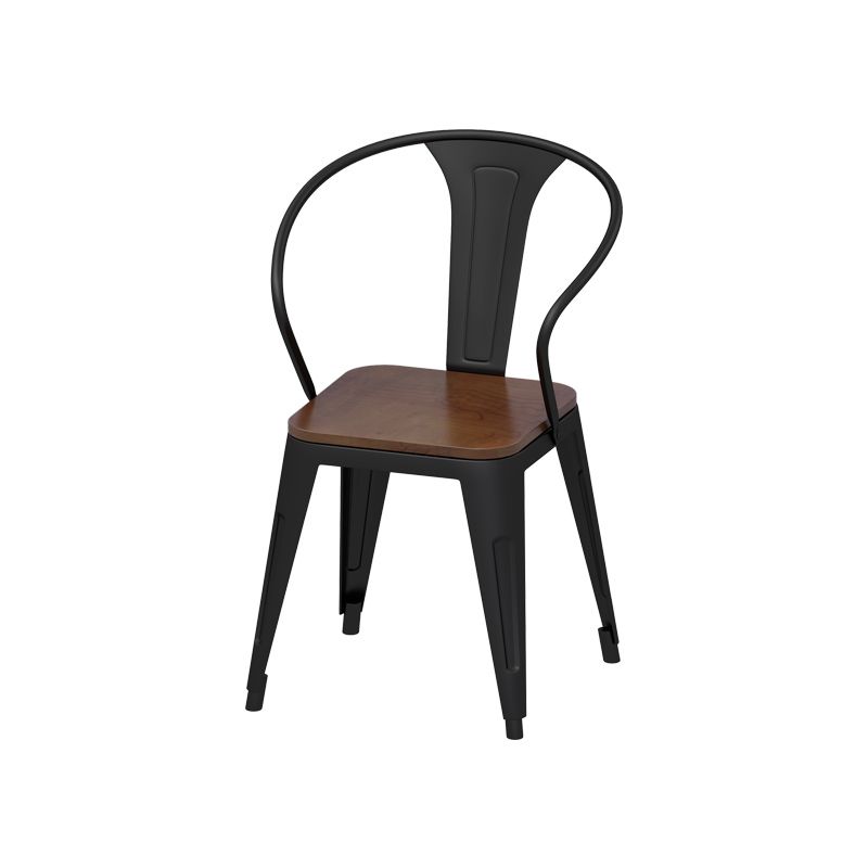 Solid Wood Dining Chairs Contemporary Arm Chairs with Metal Base