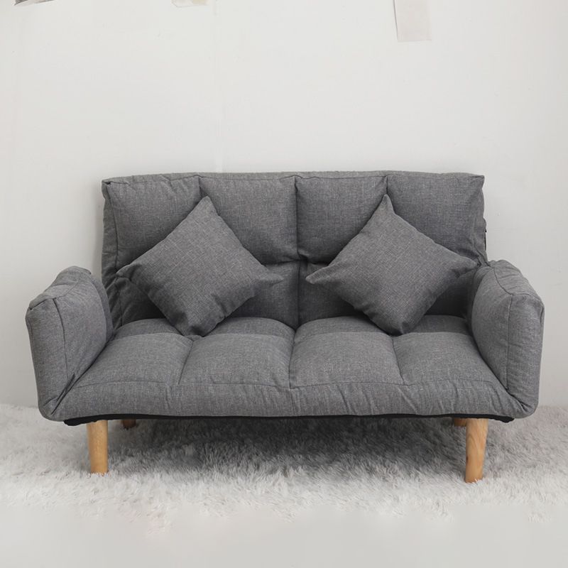 Modern Biscuit Back Reclining Square Arm Linen Stationary Sofa