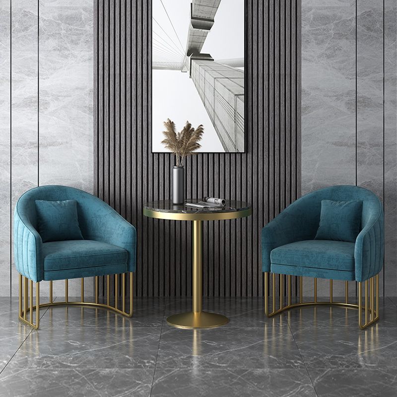 Velvet Barrel Accent Chair 27.55" Wide Arms Included Chair with Golden Legs