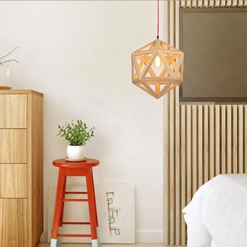 Cage en bois pendant éclairage