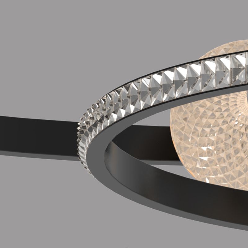 Black Ring Chandelier Light Fixture Creative Minimalist Acrylic LED Suspension Lamp