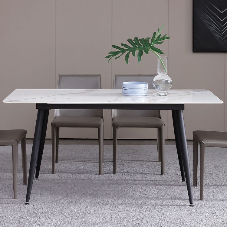 Industrial White Table for Restaurant Rectangle Dining Table with 4 Legs