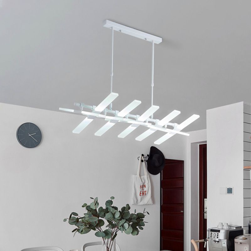 Modern Minimalist Fish Skeleton Island Light Acrylic LED Strip Restaurant Pendant Lighting for Living Room