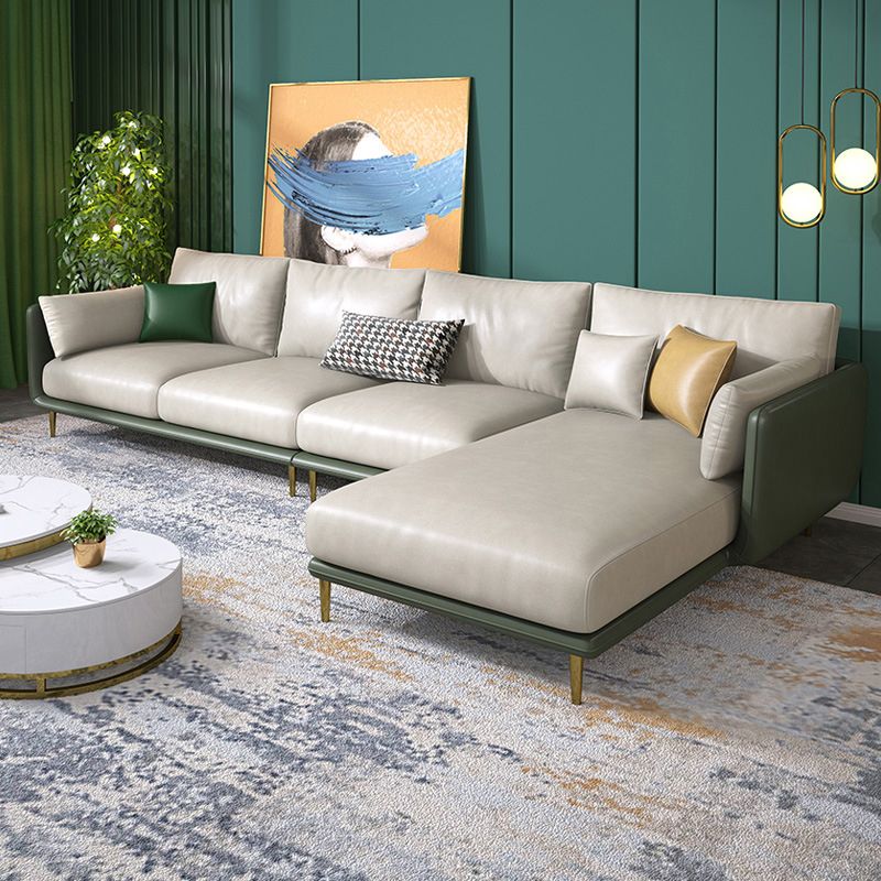 Nordic Stationary Faux Leather Living Room Square Arm Pillows Seating