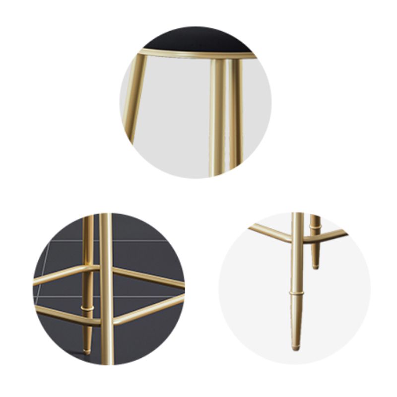 Glam Style Backrest Counter Stool Iron Kitchen Bar Stool with Velvet Cushion and Pedal