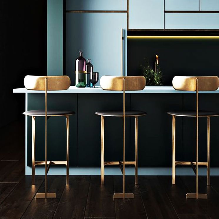 Glam Faux Leather Bar Stool Low Back Counter Bar Stool for Home