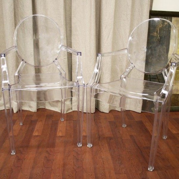 Chaise d'intérieur contemporaine en plastique à dossier ouvert, chaise de salle à manger de 21 pouces de large