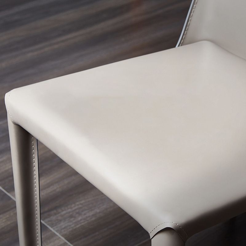 Contemporary Leather Dining Chairs Armless Side Chairs with Metal Legs for Kitchen