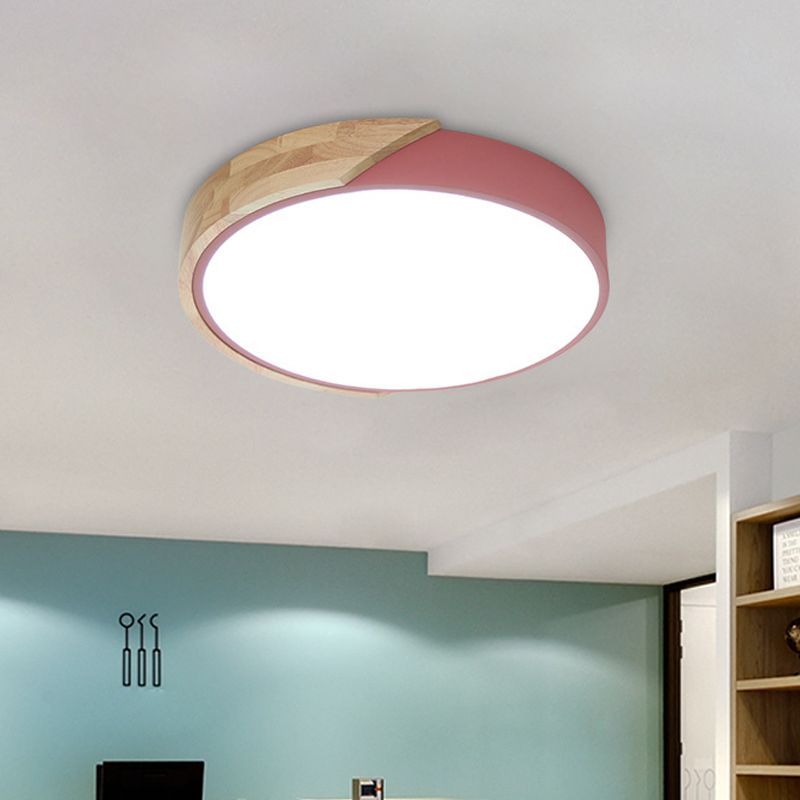 Macaron Modern Round Flushmount Bedroom Metal LED Ceiling Flush Mount Lamp