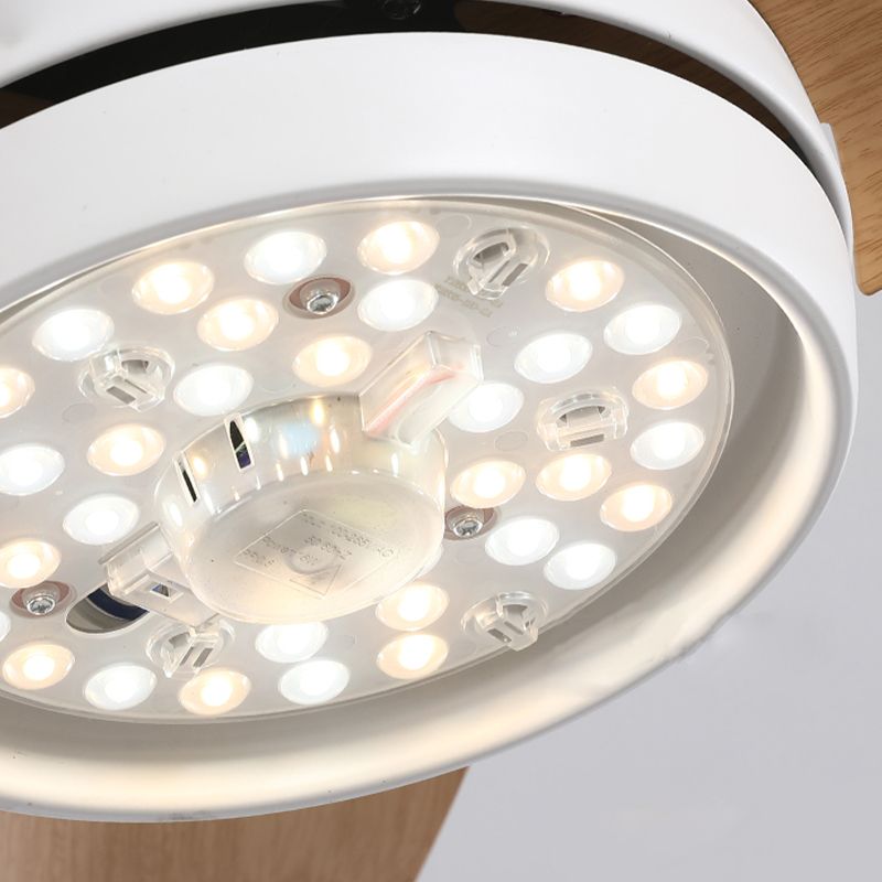 Oval Ceiling Fan Lamp Macaron Metal Kids Bedroom Semi Flush Mount Lighting