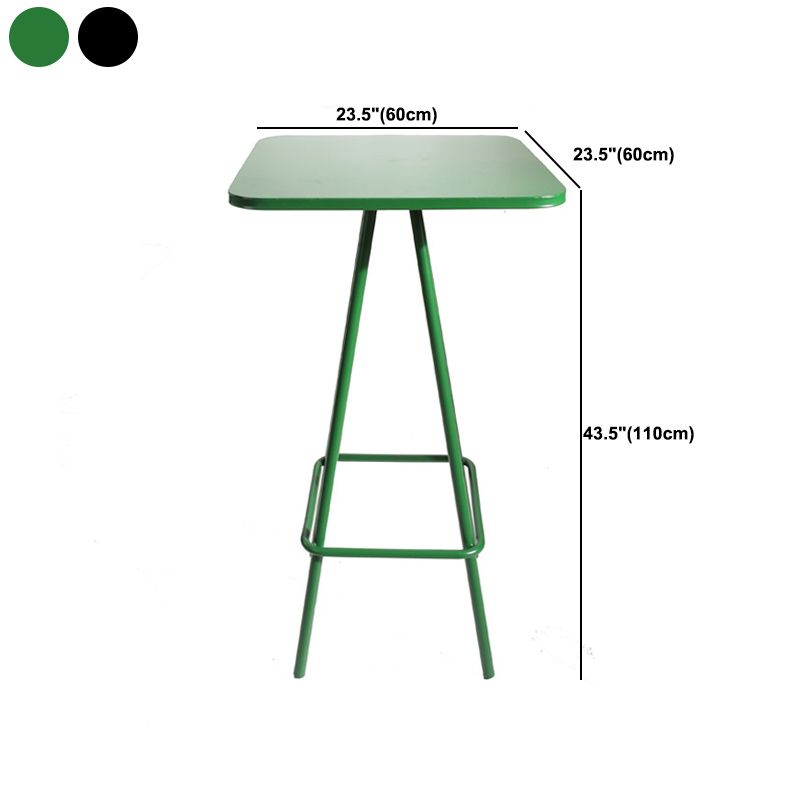 Industrial Square Bar Table Set 1/2 Pieces Pub Table with Iron Pedestal