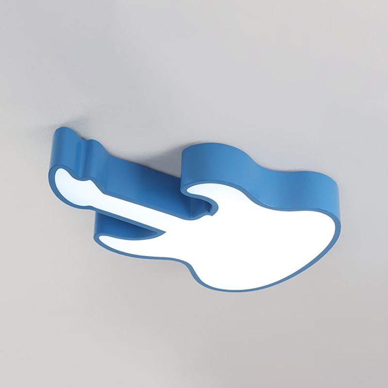 Guitar Flush Ceiling Light Kids Style Metal LED Kindergarten Ceiling Lighting
