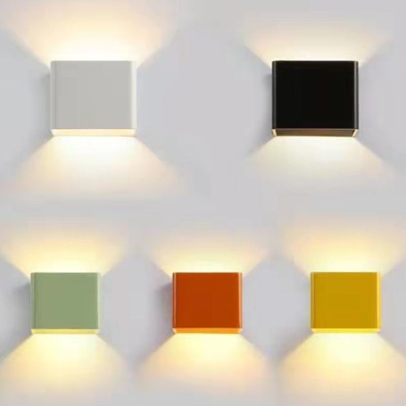 2-Light Square Wall Light Fixtures Modern Style Metal Wall Mount Lamp