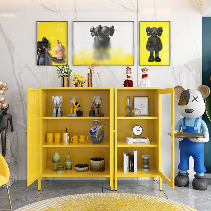 Steel Dining Room Sideboard Cabinet Modern Server Cabinet with Storage and Two Doors