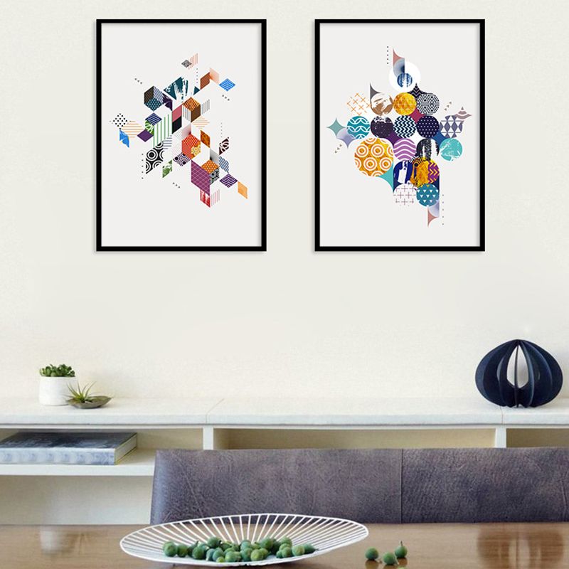 Nordische Geometrie-Wanddekoration für Wohnzimmer, Leinwandkunst in farbenfrohen, verschiedenen Größen