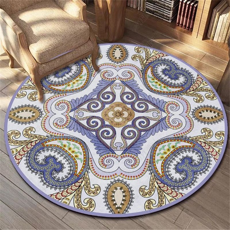 Bohemian Living Room Area Carpet Purple Polyester Area Rug American Pattern Anti-Slip Rug