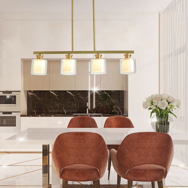 Minimalistisch cilinder eiland verlichtingsarmatuur glazen eetkamer eiland plafondlicht in goud