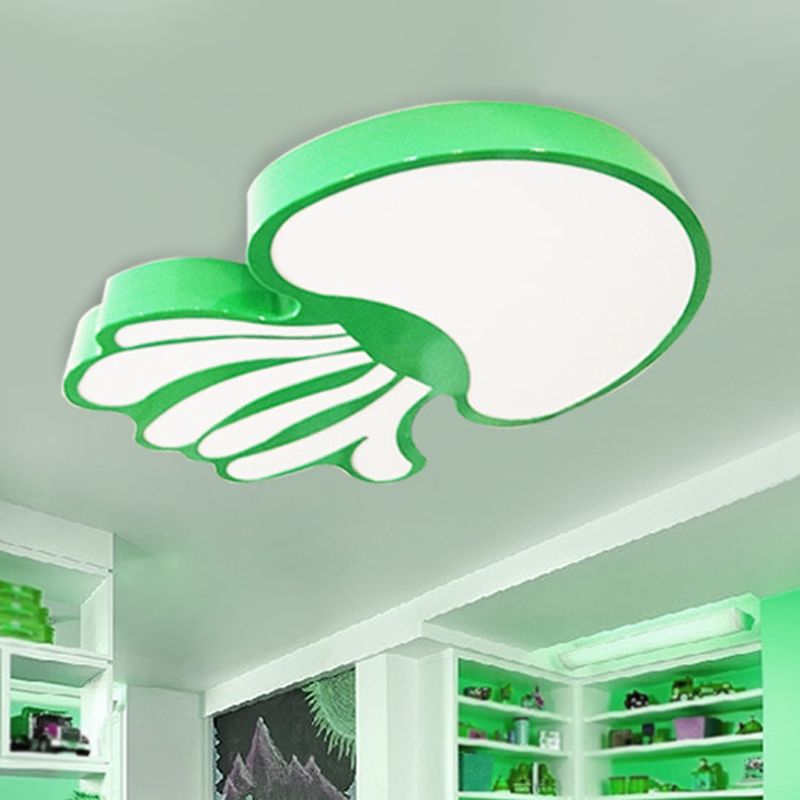 Jellyfish Nursery Flush Mount Lamp Acrylic LED Kids Style Ceiling Lighting in Green, Warm/White Light