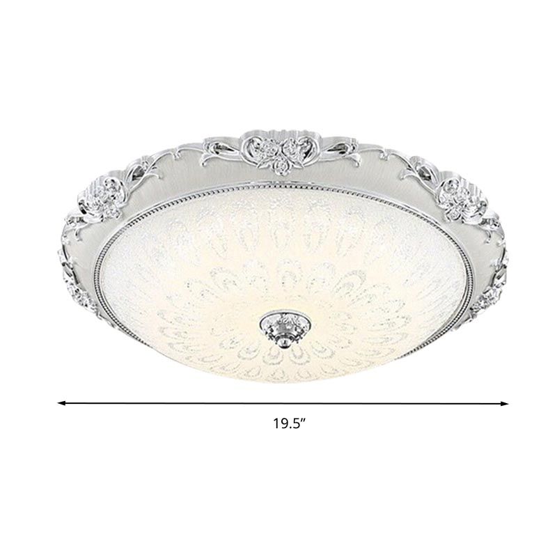 Dome Flush Mounted Light Modern White Glass 8"/12"/16" Wide LED Gold/Silver Ceiling Light in White/3 Color Light