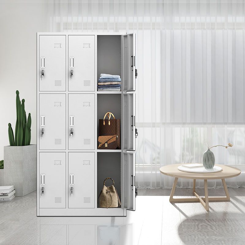 Contemporary Style Metal Wardrobe White Colour Soft Close Doors Wardrobe Closet