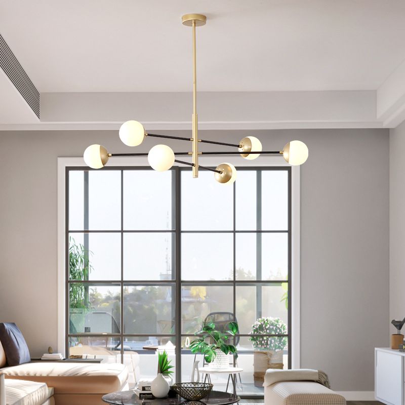 Postmodern Multi Head Chandelier Light Fixtures Metal and Glass Hanging Chandelier for Cafe
