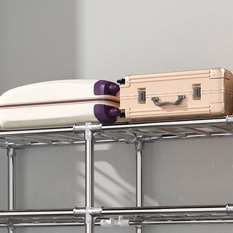 Modern Style Wardrobe Metal 2 Shelves Wardrobe Closet for Bedroom