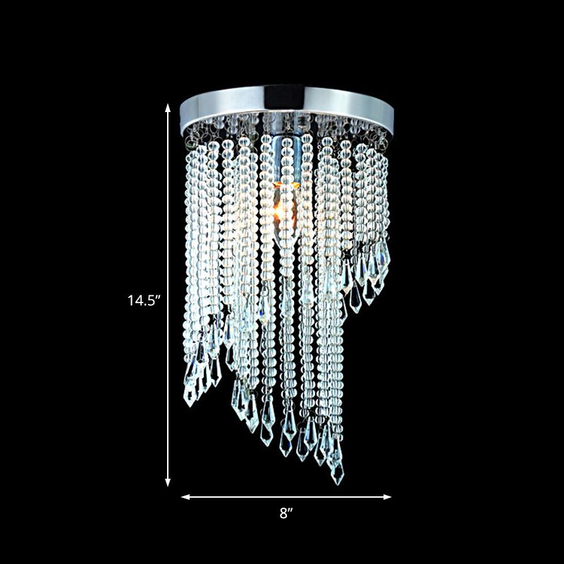 Corridor Spiral Flush Mount Light Clear Crystal Modernist Chrome Finish Ceiling Lighting